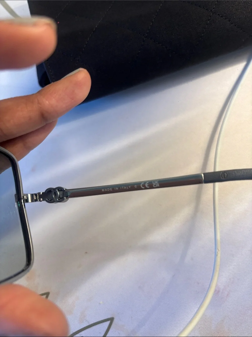 AUTHENTIC CHANEL Metal Oversized Square Sunglasses with Gray-Blue Lenses